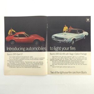 VTG Buick GS 455 & Opel GT Advertising Print Ad 1970 Stage 1 Muscle Car Promo